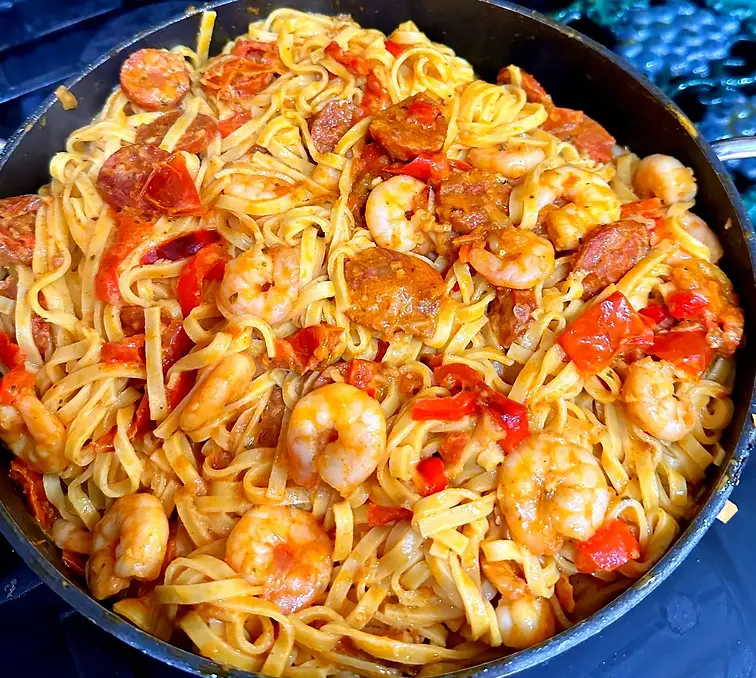 Spaghetti with Prawns, Chorizo and Fennel2.webp