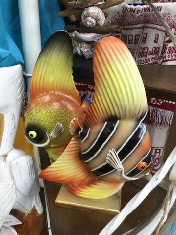 Vintage fish statues in antique mall