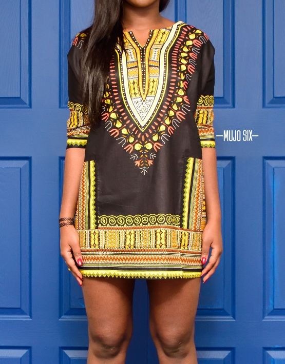 BLACK + GOLD CUSTOM DASHIKI DRESS