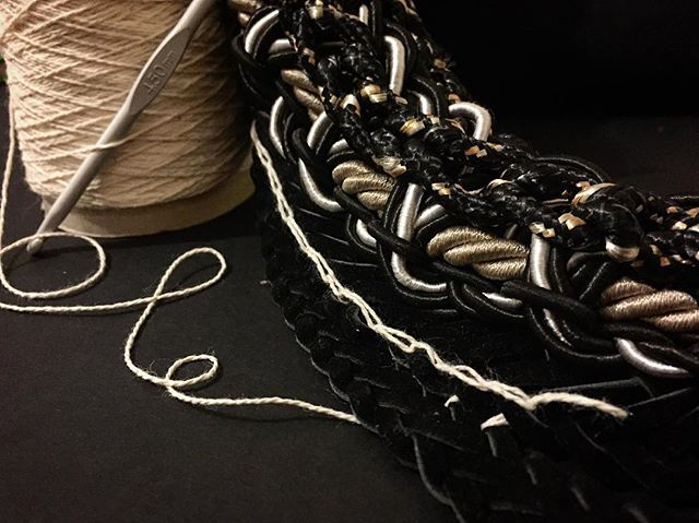 crocheting into the belt