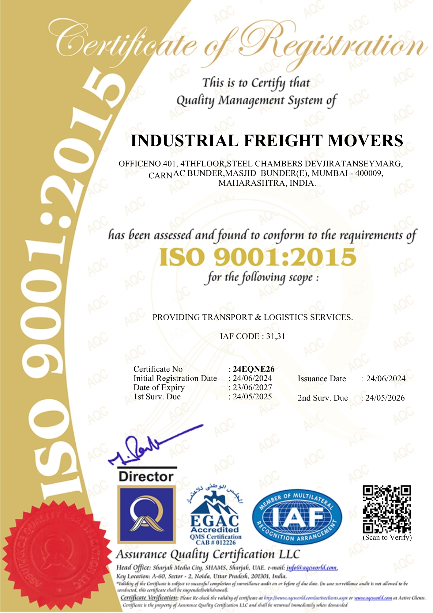 IFM 9001-2015 ISO QUALITY CERTIFICATE (1