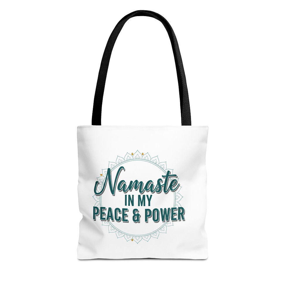 Thumbnail: Yoga Tote Bag - "Namaste in My Peace & Power" & Tree Pose Design