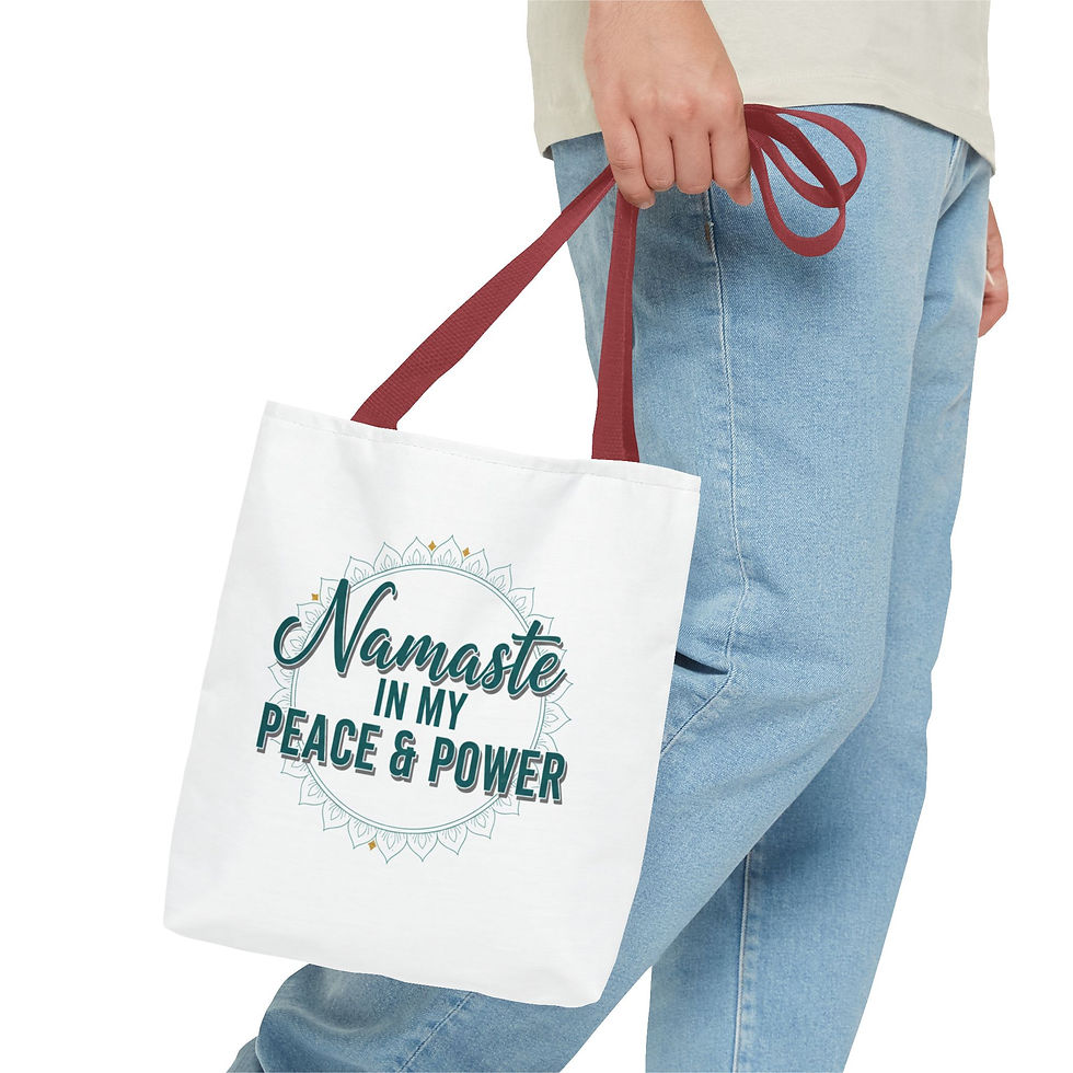 Thumbnail: Yoga Tote Bag - "Namaste in My Peace & Power" & Tree Pose Design