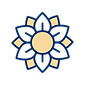 Wildflower logo icon in blue and yellow.
