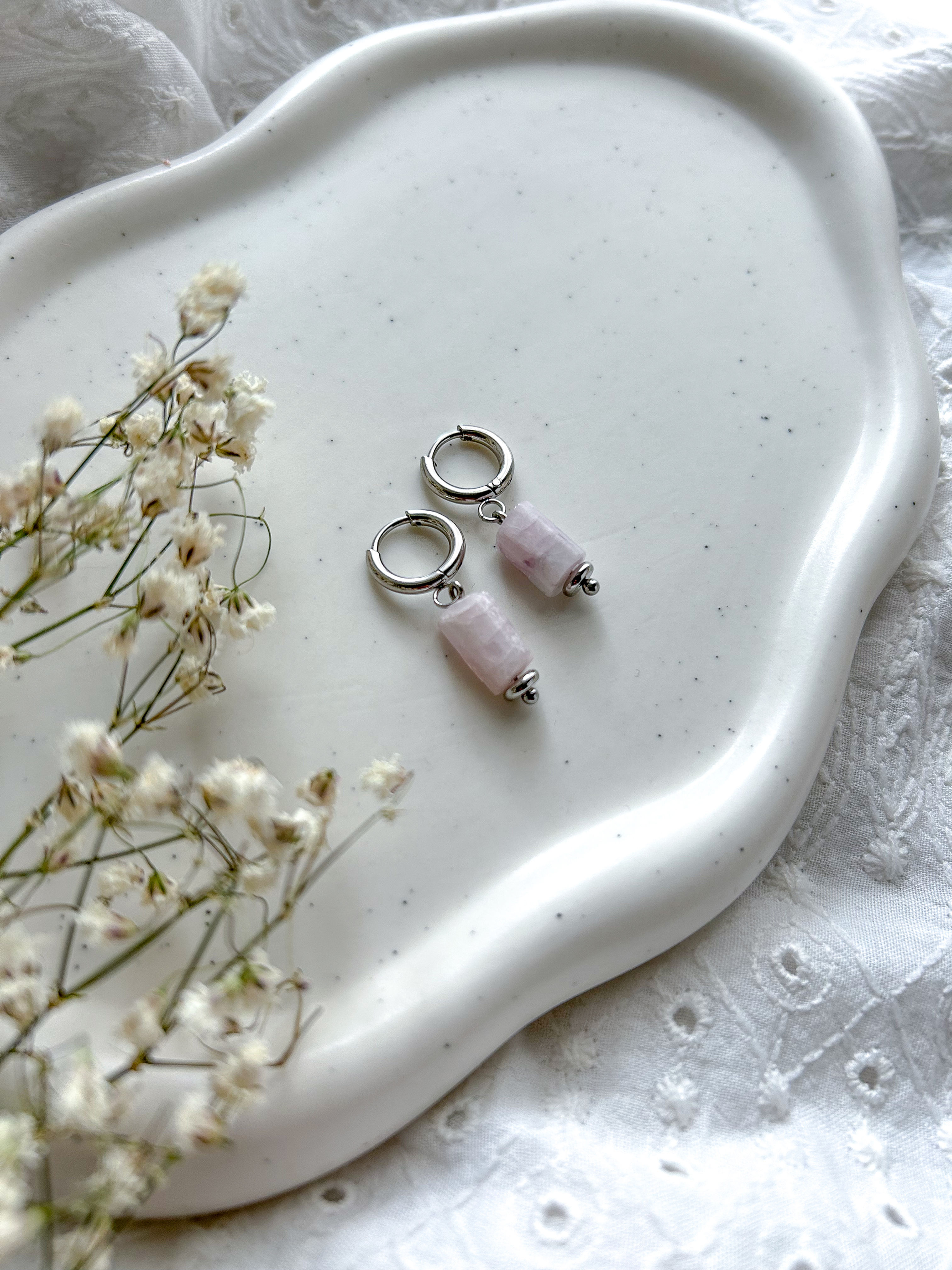 Boucles AURÉLIA - Kunzite - Argenté