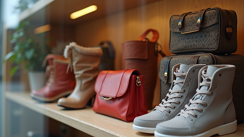 Close-up view of trendy fashion items displayed stylishly