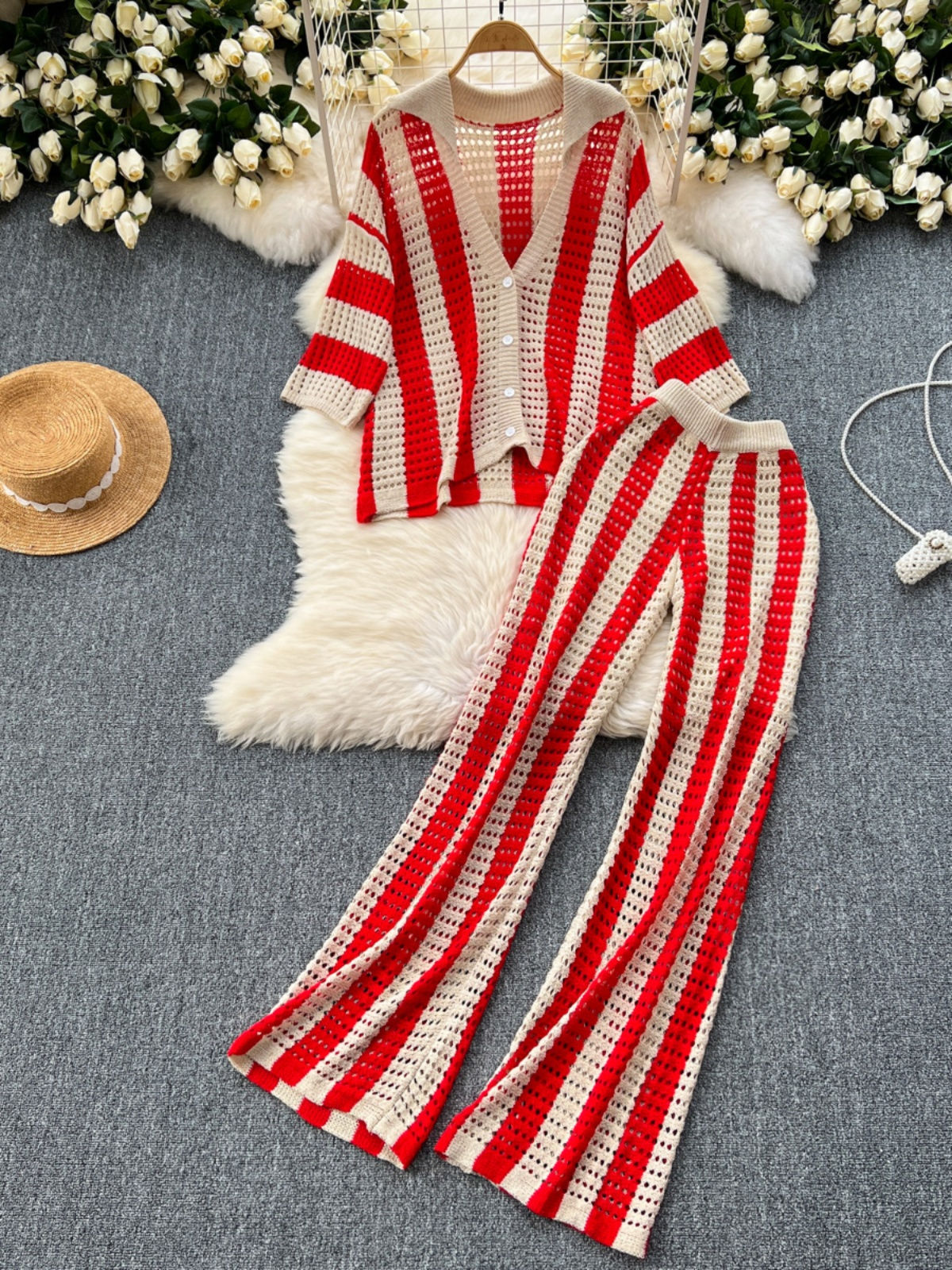 Women's Cold Style Fancy Color Stitching Knitted Cardigan