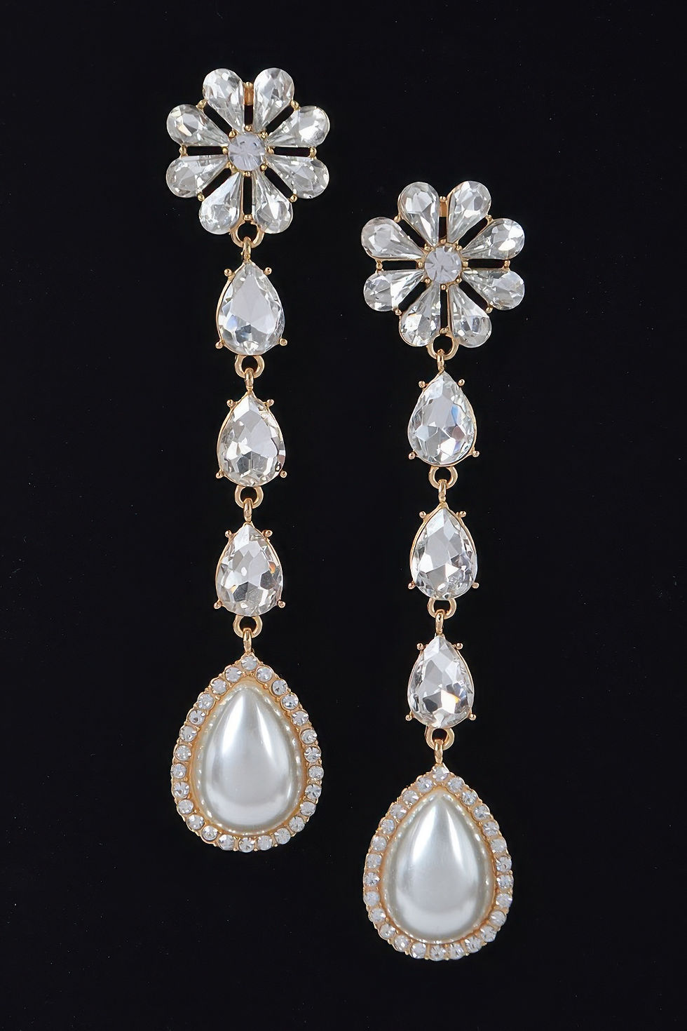 Pearl Rhinestone Drop Earring