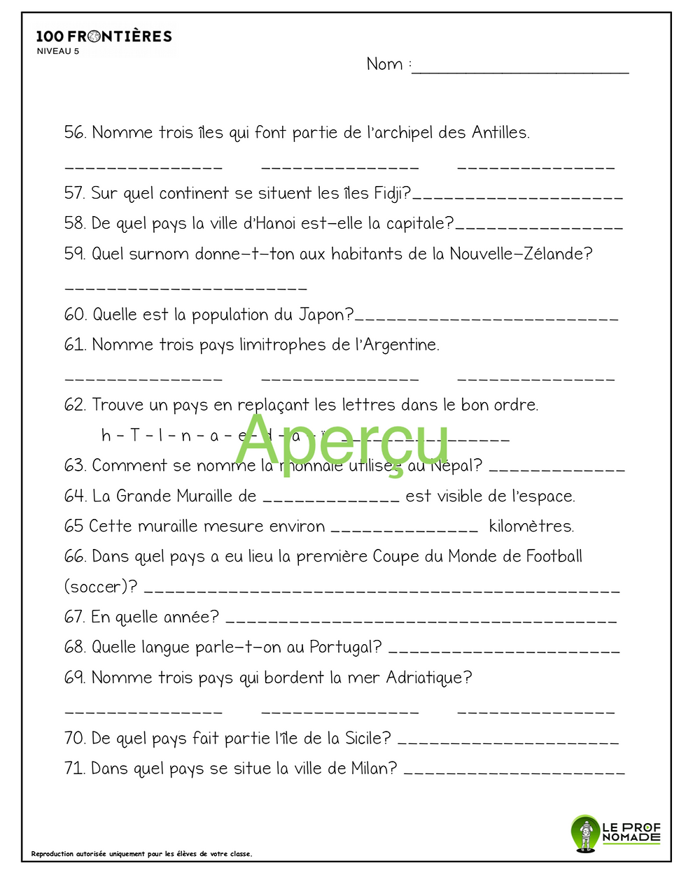 Miniature : 100 frontières (niveau5)