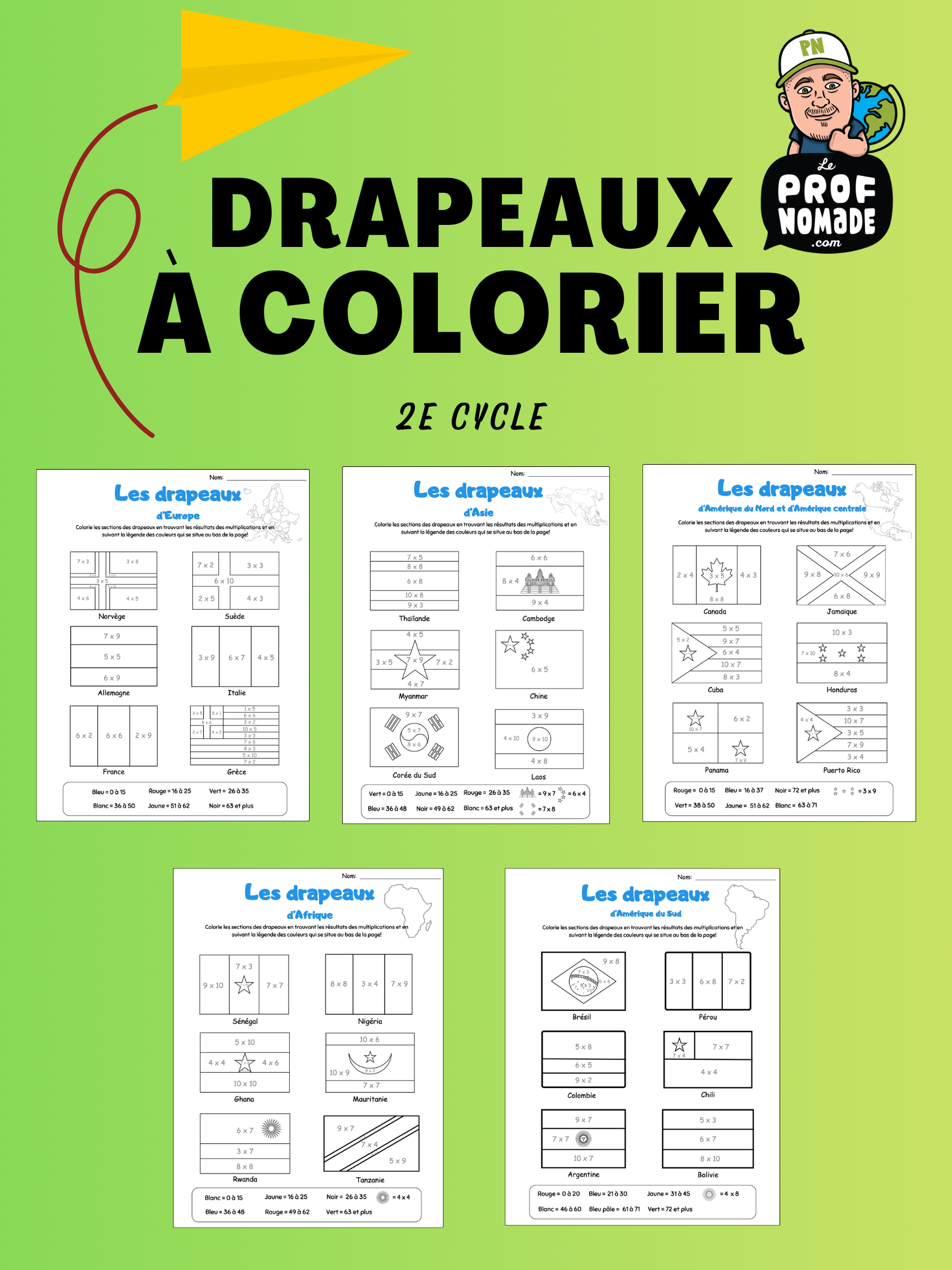 Drapeaux à colorier (2e cycle)