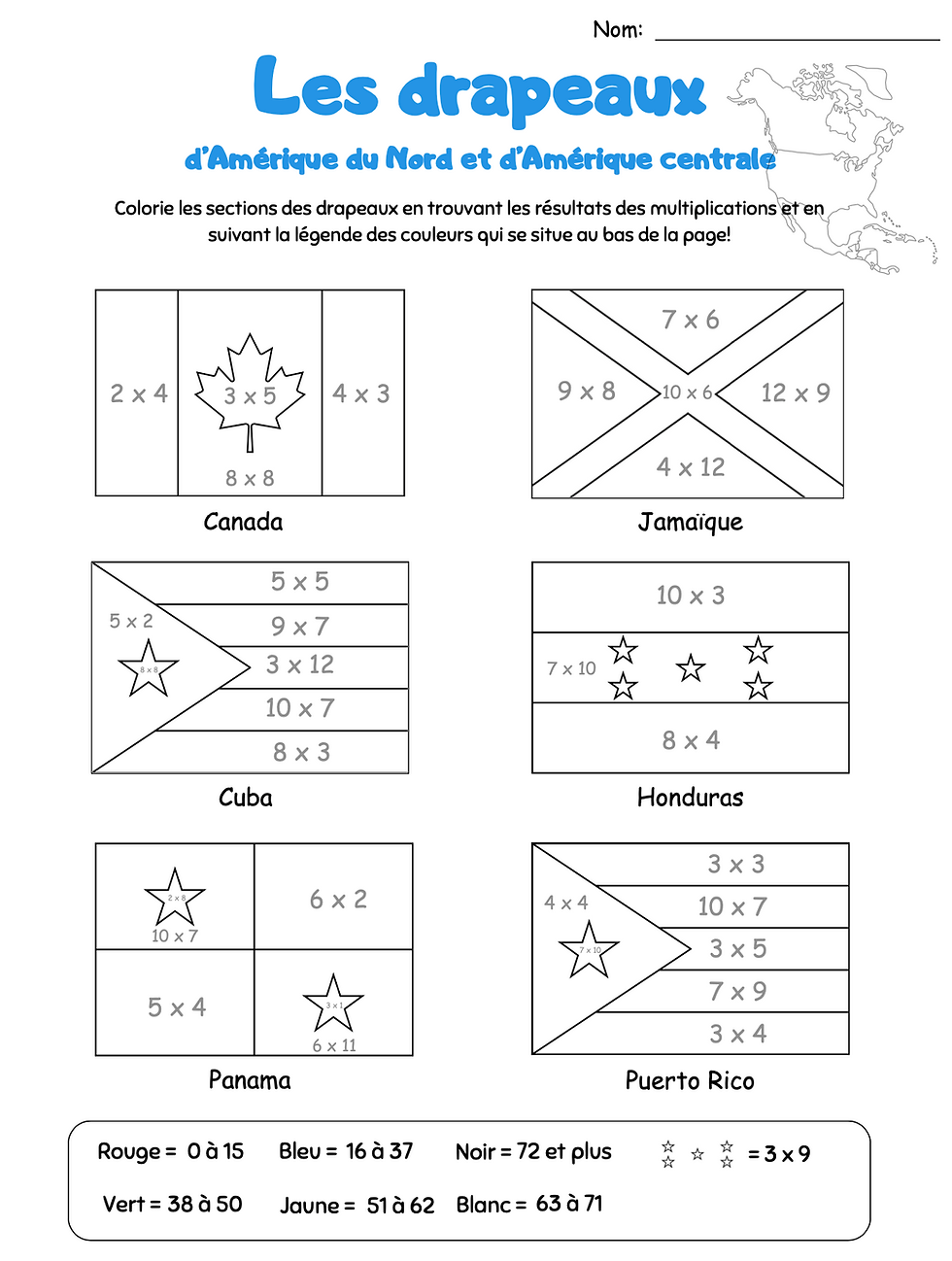 Miniature : Drapeaux à colorier (3e cycle)