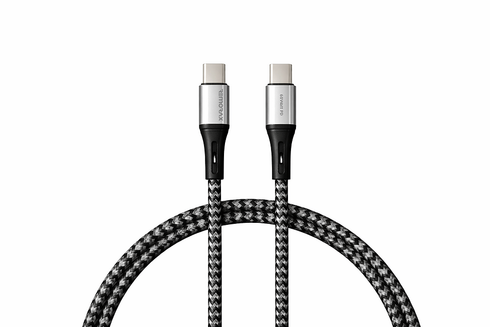 Küçük resim: Remorax  Type C - C Hızlı Şarj Kablosu, 100 Cm, 60Watt PD, GriSiyah Örgülü