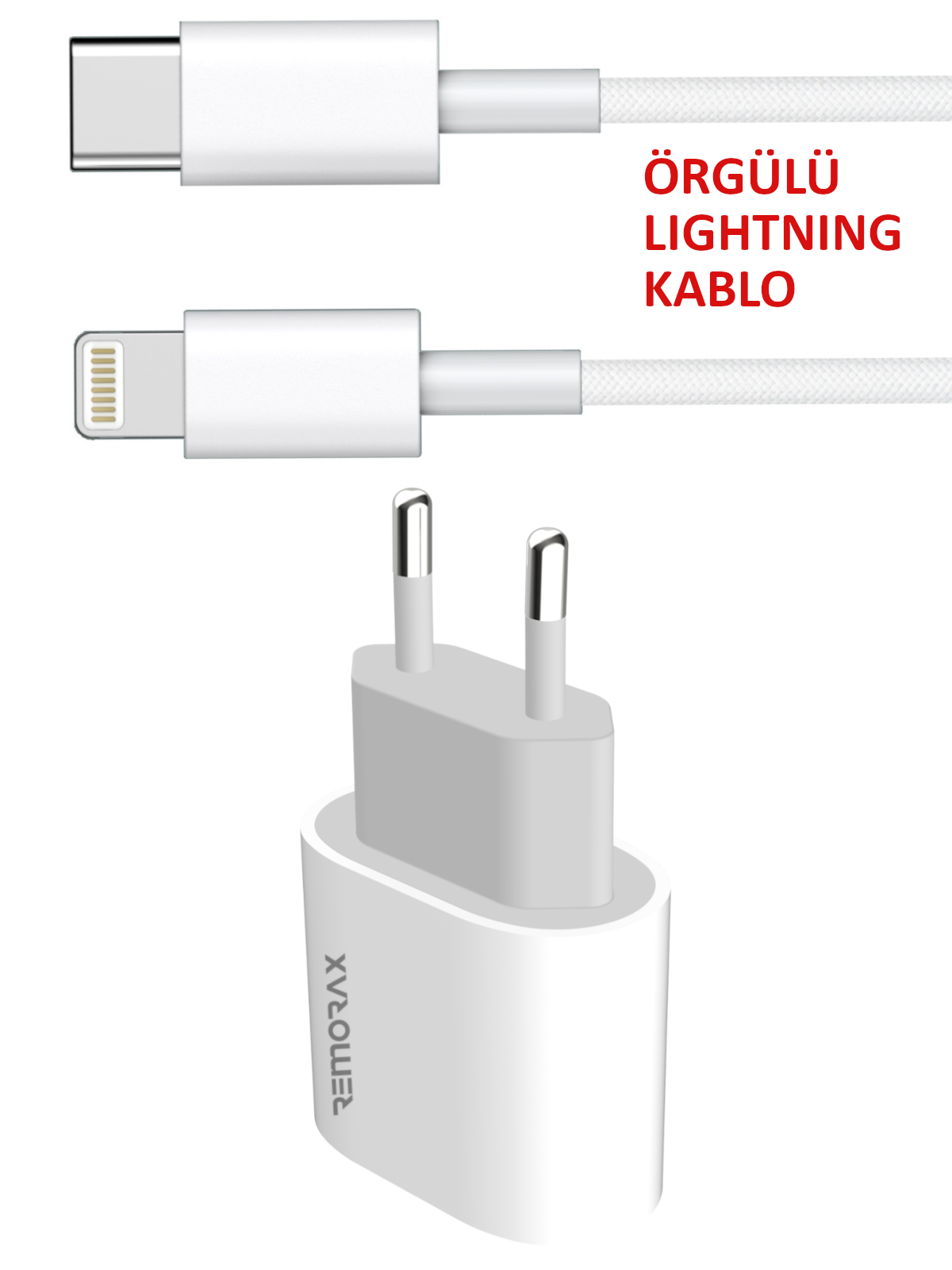 iPhone Şarj Aleti Seti (ÖRGÜLÜ Kablo Dahil), PD 20Watt, Model 8-14 Arası