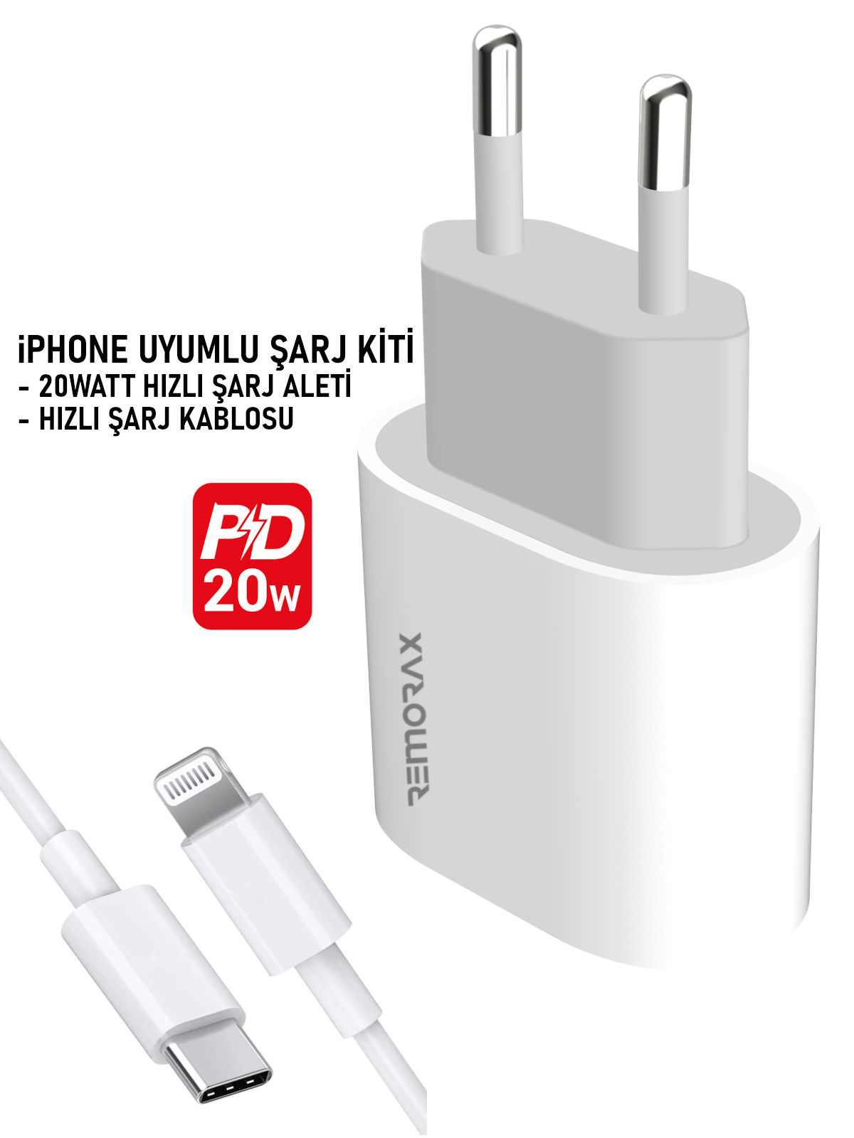 iPhone Şarj Aleti Seti (Kablo Dahil), PD 20Watt, Model 8-14 Arası