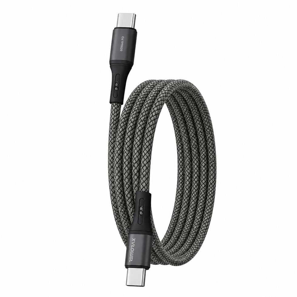 Küçük resim: Remorax Type C - C Hızlı Şarj Kablosu, 60Watt PD, Füme Örgülü