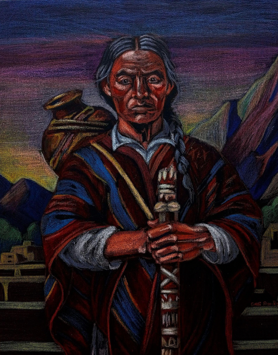 Pachacamac, Lápices de colores sobre lienzo