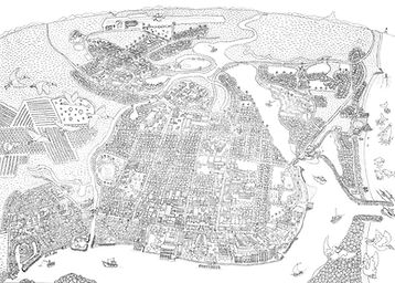 Black and white version of Jackhammer Graphics Ballina art print