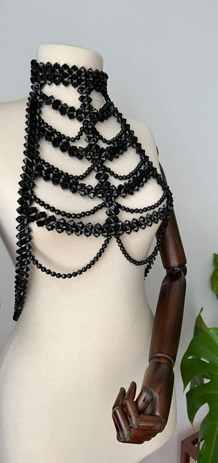 Thumbnail: Handmade Black Crystal Bead Bustier Accessory