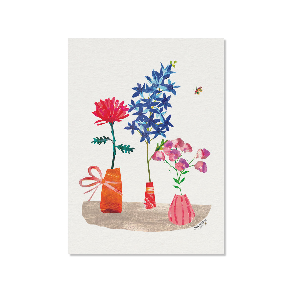 Kaartje | Chrysant, Delphimium en Pronkerwt