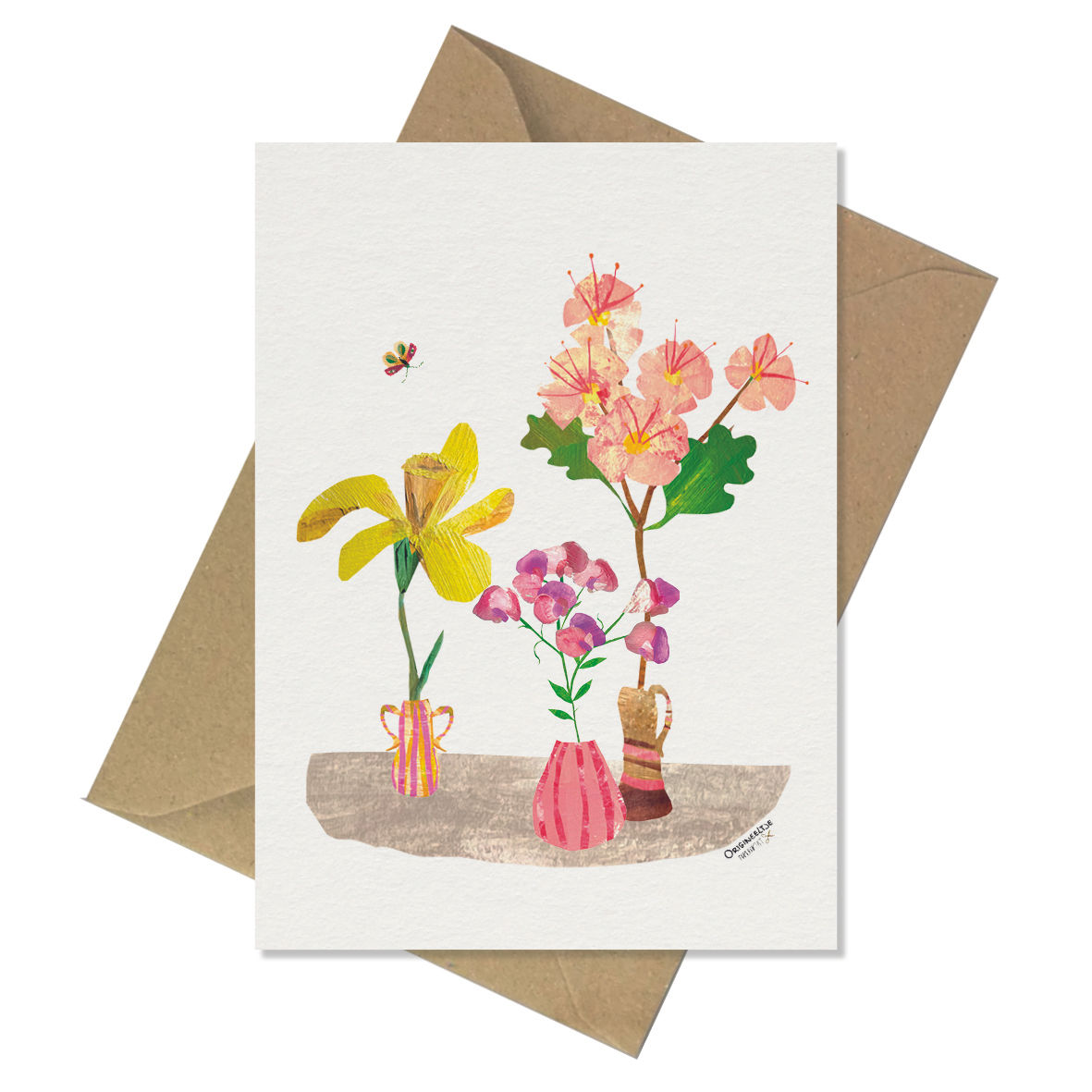 Kaartje | Narcis, Pronkerwt en Meidoornbloesem