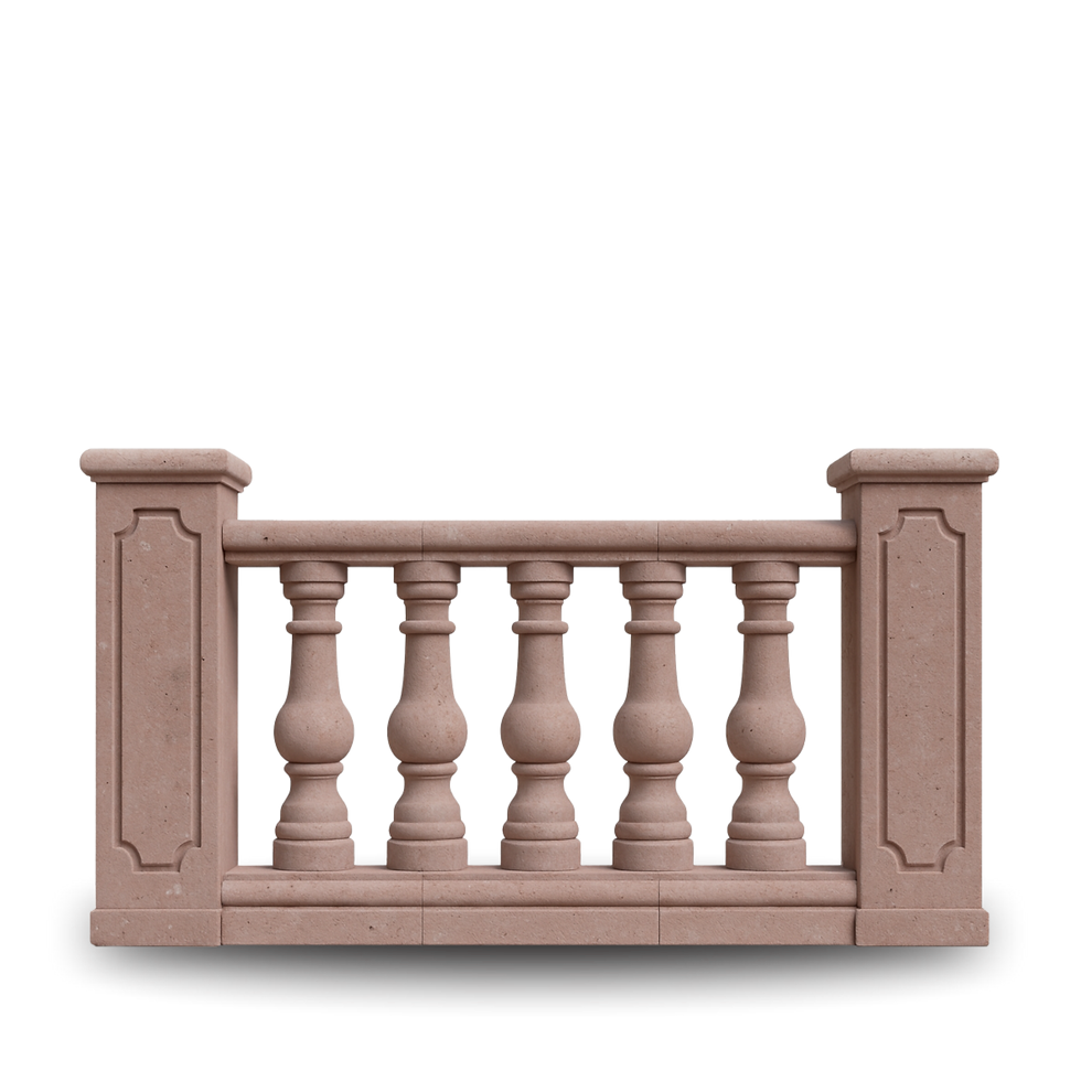 Barandal con pilastras cantera rosa.png