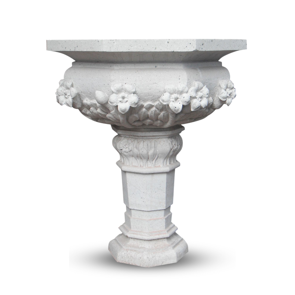 Pila bautismal con flores blanco Pachuca.png