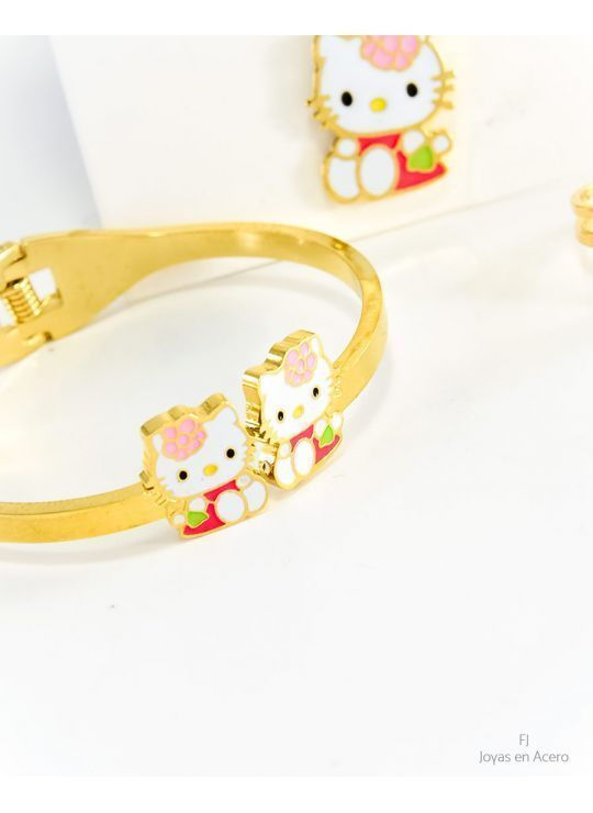 Miniatura: JUEGO DE COLLAR, PULSERA Y ARETES DE HELLO KITTY