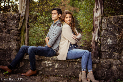 Mother and Son Sitting Outside