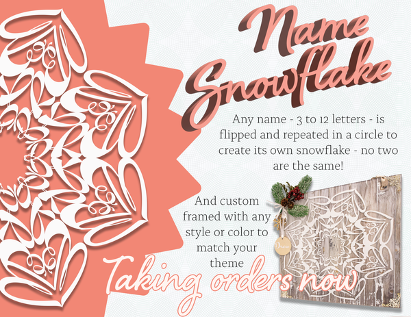 Turn a name into it's own unique snowflake for a custom Christmas/Winter Holiday decoration to fit your theme