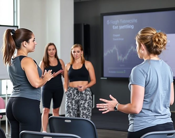 A fitness instructor educating fit looking women within a workshop.jpg