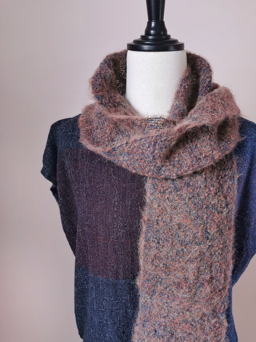 縮圖：手織羊駝毛海圍巾