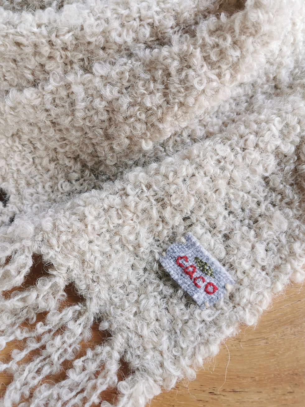 縮圖：手織圈圈羊駝羊毛圍巾