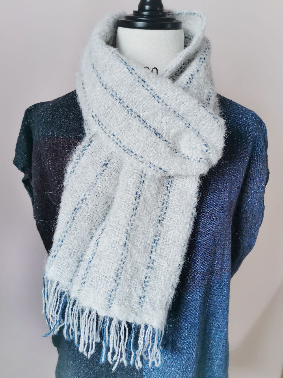 縮圖：手織羊駝毛海圍巾