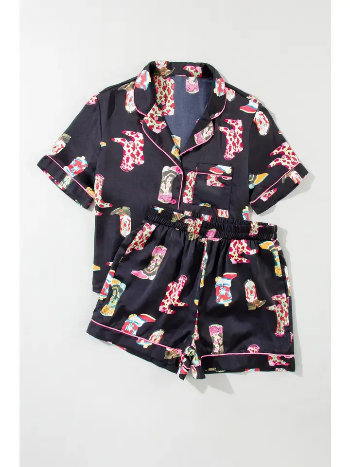 Thumbnail: Boots on The Ground Top and Shorts Pajama Set