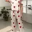 Thumbnail: Heart Print Lace Hem Pajama/Lounge Set