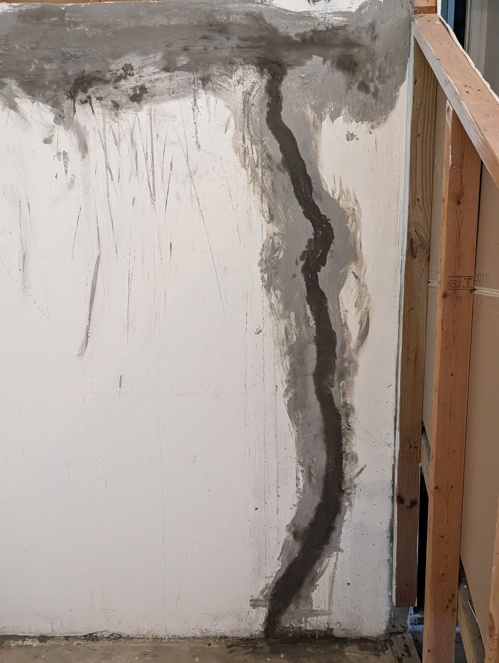 Basement wall repair in progress