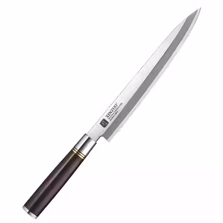 knife with dark handle on white background