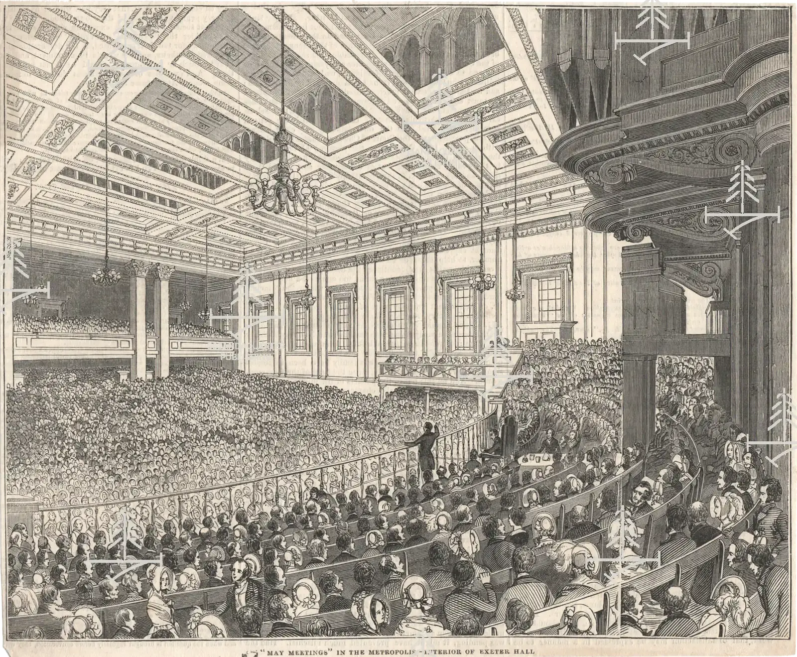 “May Meetings” inside Exeter Hall, London