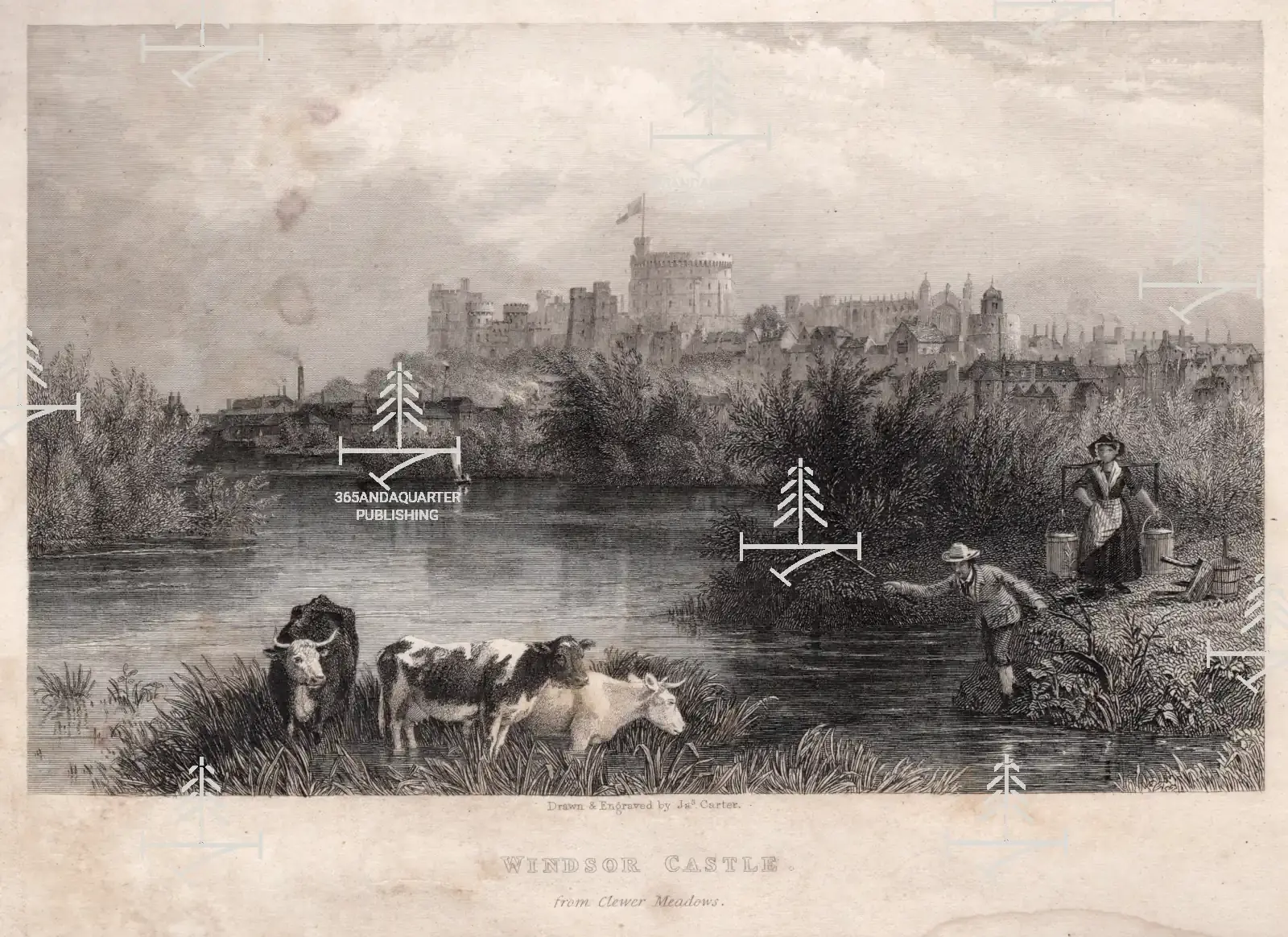 Windsor Castle from Clewer Meadows c1838