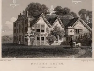 Engraving of Dorney Court Buckinghamshire by S Lacey after J E Neale