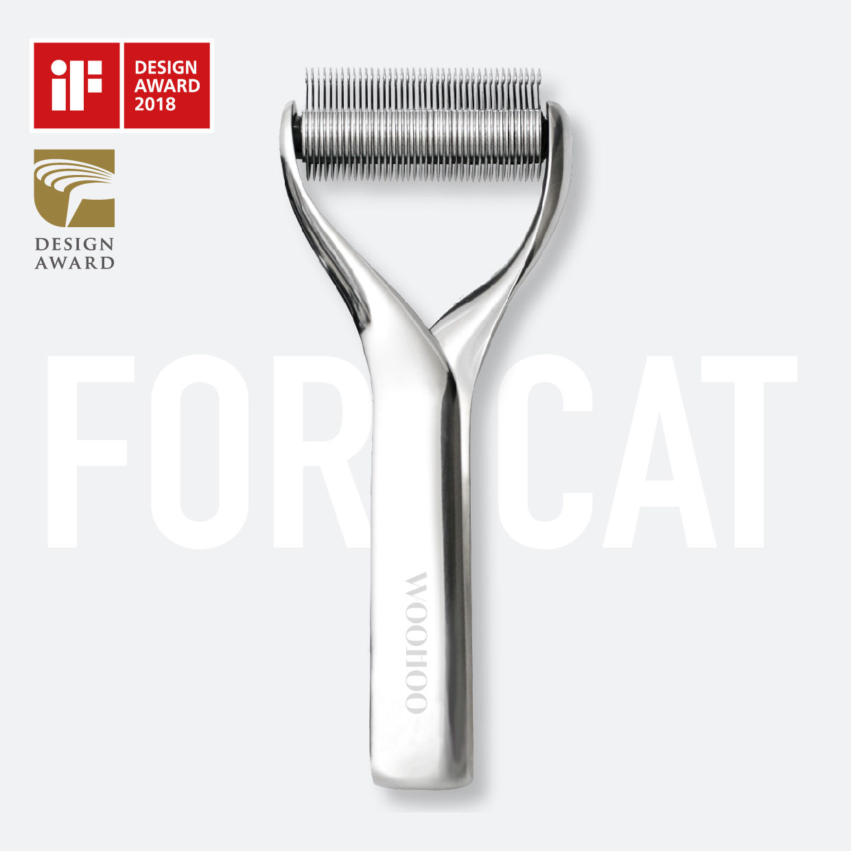 PURE寵物理毛梳 | 寵物除毛器 | 40T中長毛貓除毛器-鏡面銀