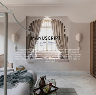 Interior design and Journey for The Manuscript Hotel, Udaipur — blending heritage and contemporary style in the restored Jhilwara Haveli by Shikha Rentala.

