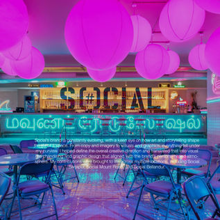 Creative direction and visual identity design for Social — featuring graphic design, copy, and visual merchandising across multiple locations by Shikha Rentala.


