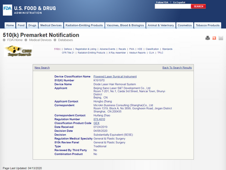 FDA certificate
