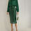 Thumbnail: Emerald Green Long-Sleeved Satin Blouse with Sequin Neckline
