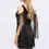Thumbnail: Short Black Dress, Accessorized with Lace Inserts and Fringes 