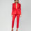 Thumbnail: Red Two-Piece Suit, Accessorized with Feathers and Lace Inserts