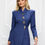 Thumbnail: Navy Blue Tailored Blazer Dress with Sculptural Golden Button Details