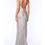 Thumbnail: Nina Covaci Silver Satin Crystal-Embellished Maxi Dress with Cowl Neck