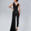 Thumbnail: Black Jumpsuit with Side Train, Lace Inserts, and Feathers